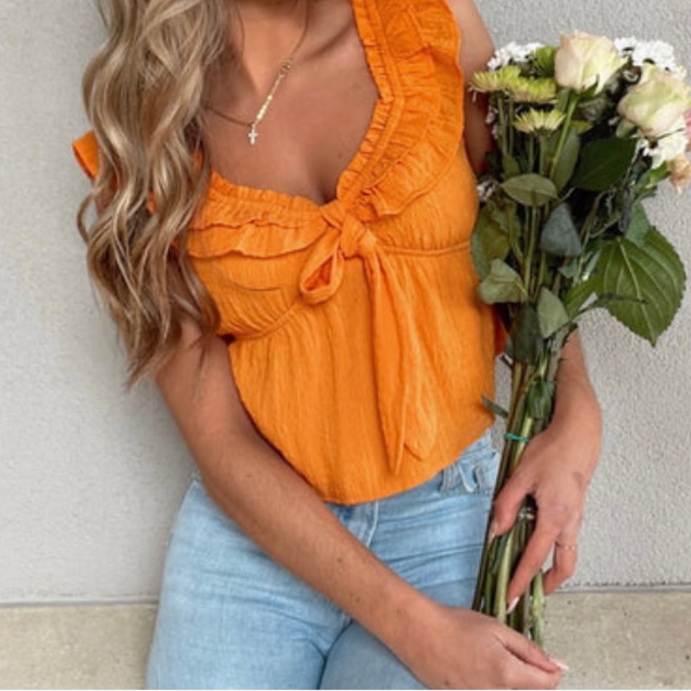 Orange Ruffle Top